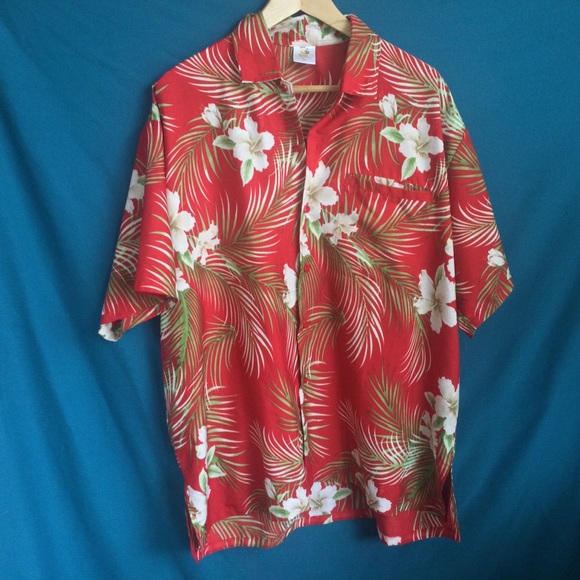 Rima XL Hawaiian Oversized Orchid Palm Tress Party Short Sleeve Button Up Shirt - Picture 1 of 9